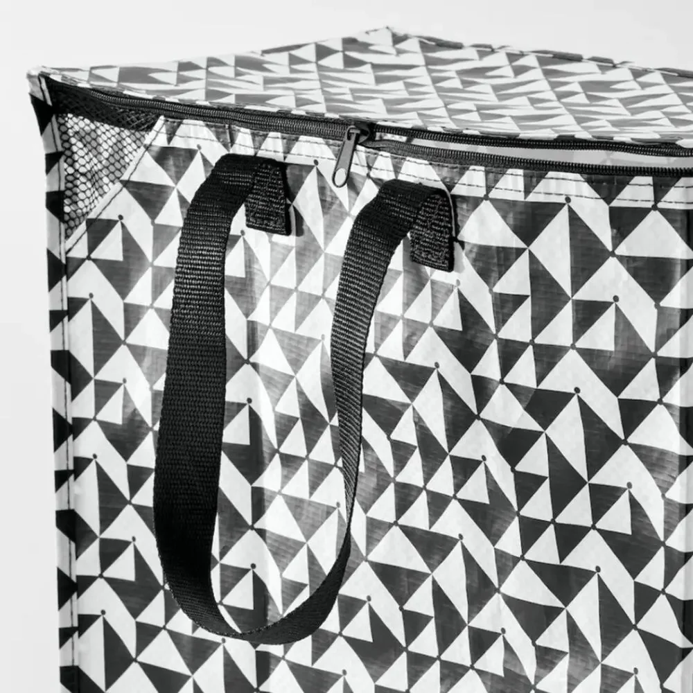 KEA - KNALLA Two (2) Tote Bags 12 Gal Black & White Geometric Storage Bins NWT